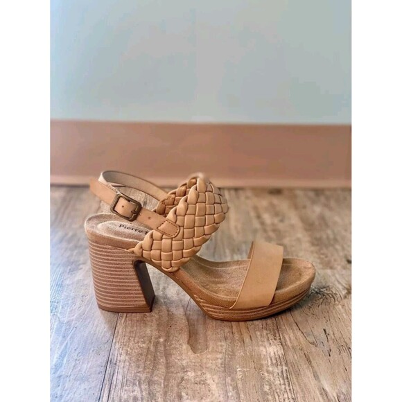 Pierre Dumas Morgen 3.5" Wedged Heel Braided Ankle Strap Women's Size 11 Taupe - Picture 4 of 5